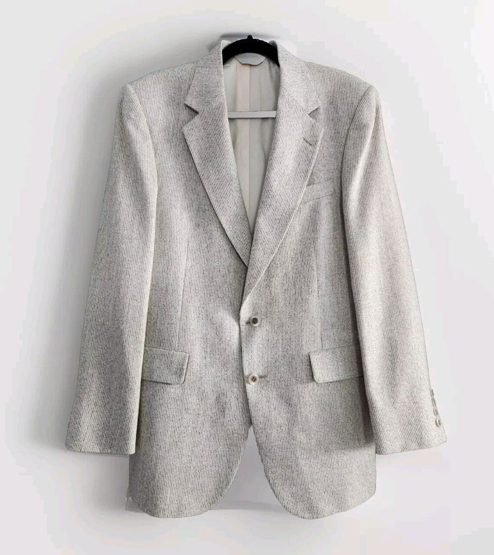 VINTAGE Tweed Jacket Beige Check 100% Wool Blazer Strathmore Anderson Little USA